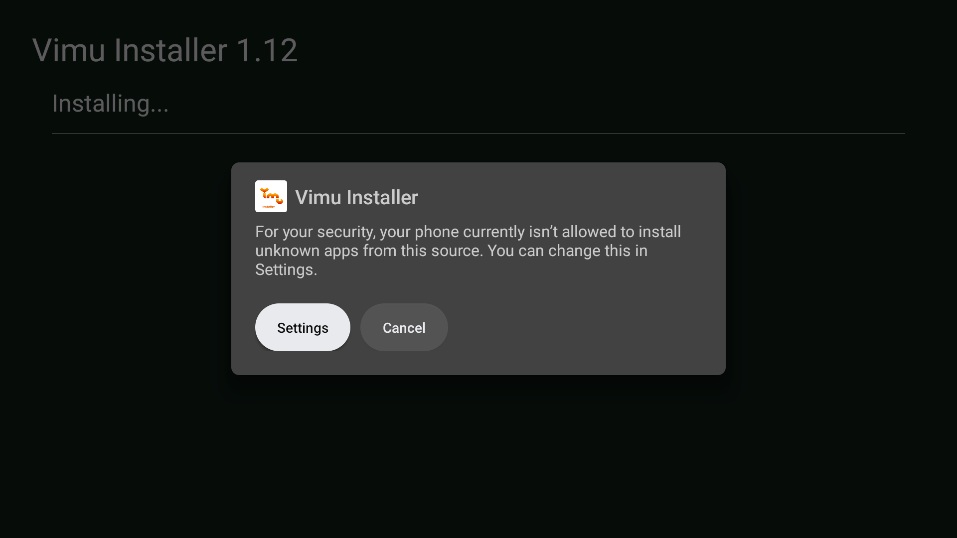 Security warning dialog