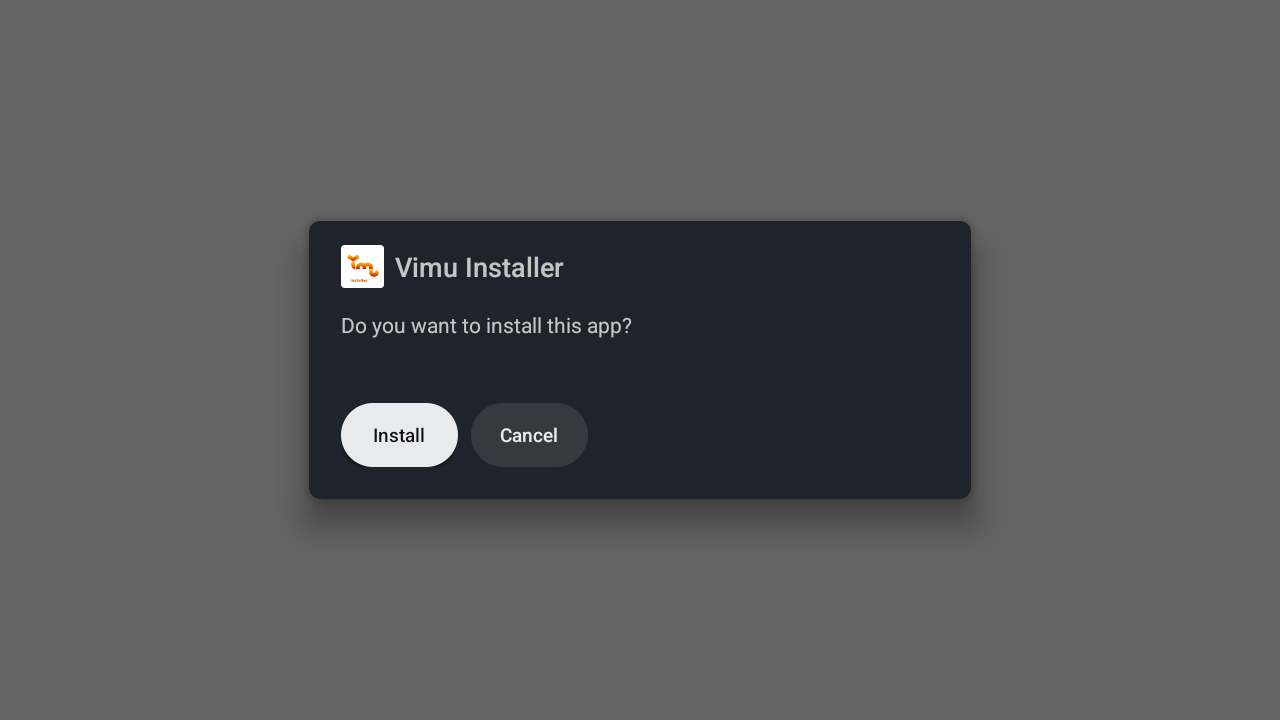 Install Vimu Installer confirmation
